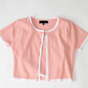 PINK CROP SET CAMI WITH CARDIGAN